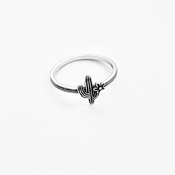 Sterling Silver Little Flower and Cactus Ring, Desert Tree Ring, Silver Rings - Picture 7 of 12